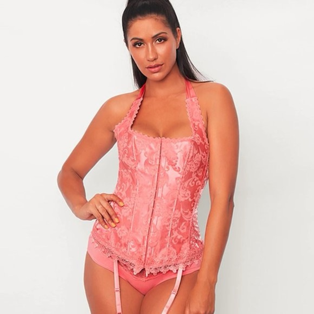 Frederick's of Hollywood Dream Halter Corset Tea Rose Size: 32